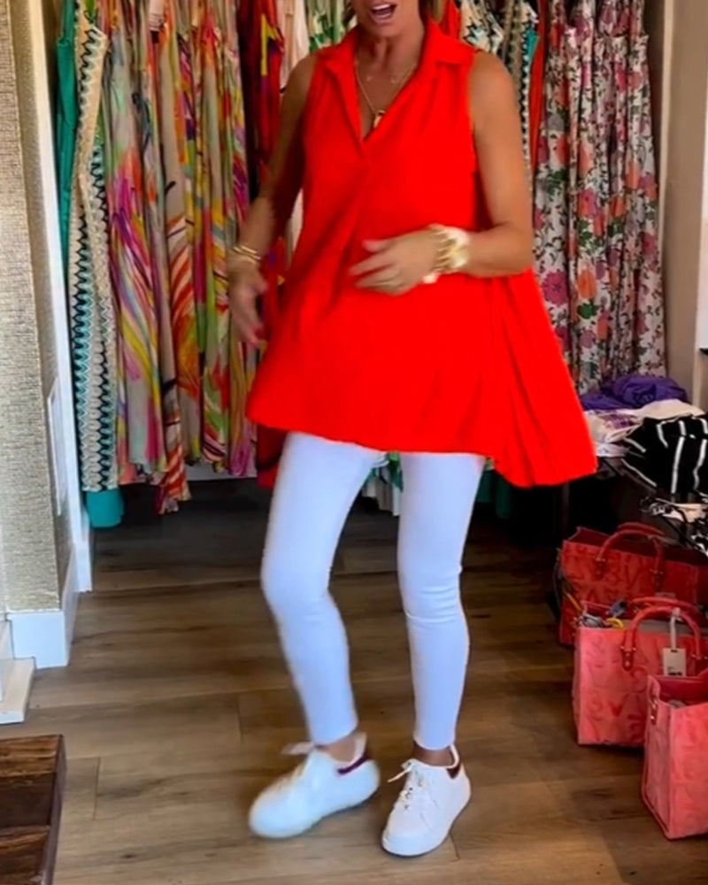 Nadine | Sleeveless Ruffle Collar Top