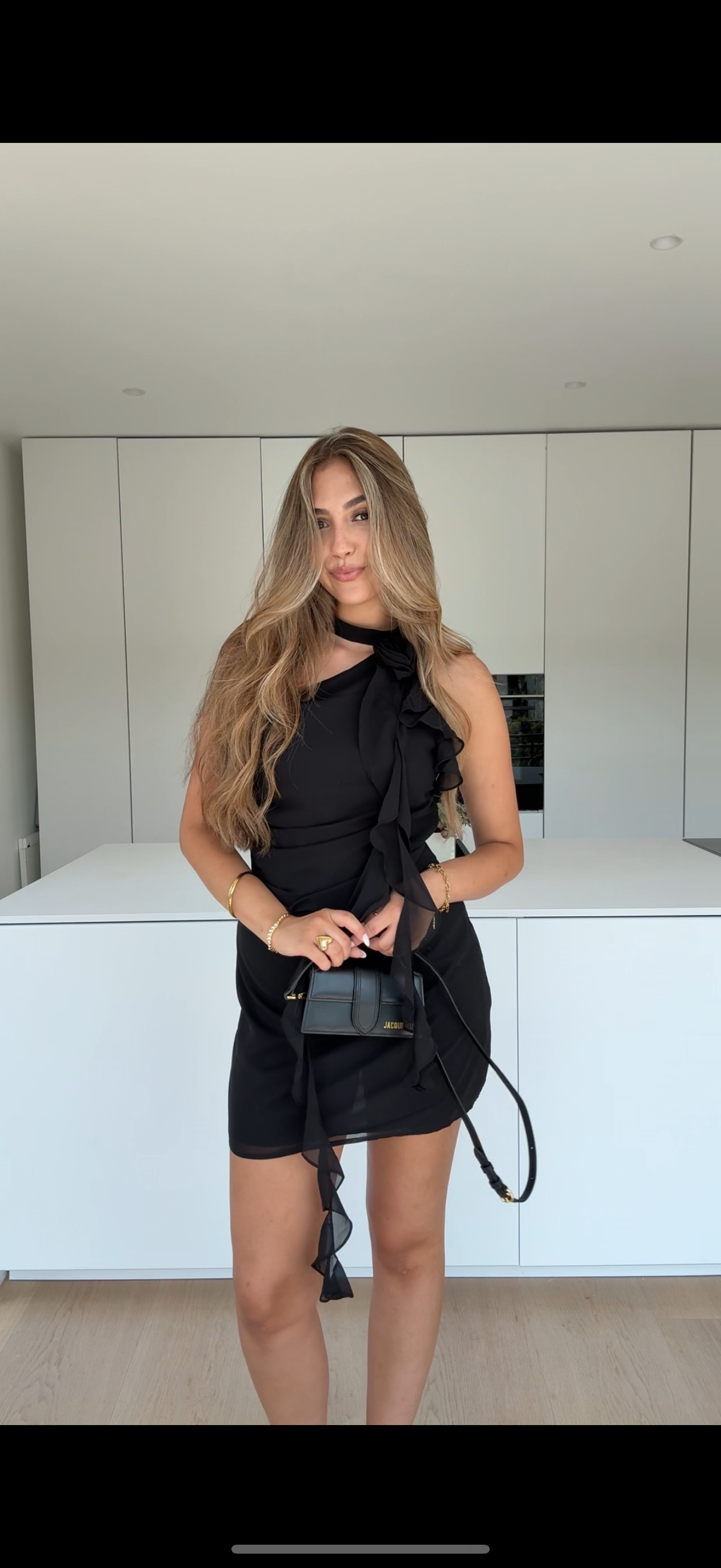Camille – Midnight Black Halterneck Mini Dress