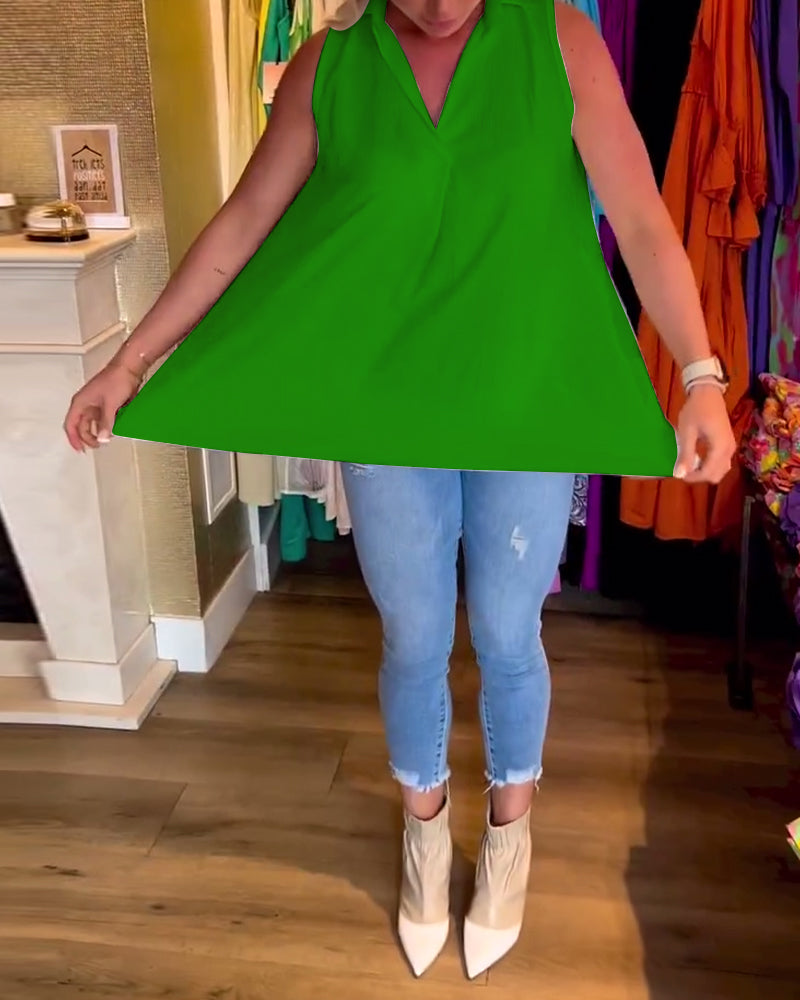 Nadine | Sleeveless Ruffle Collar Top
