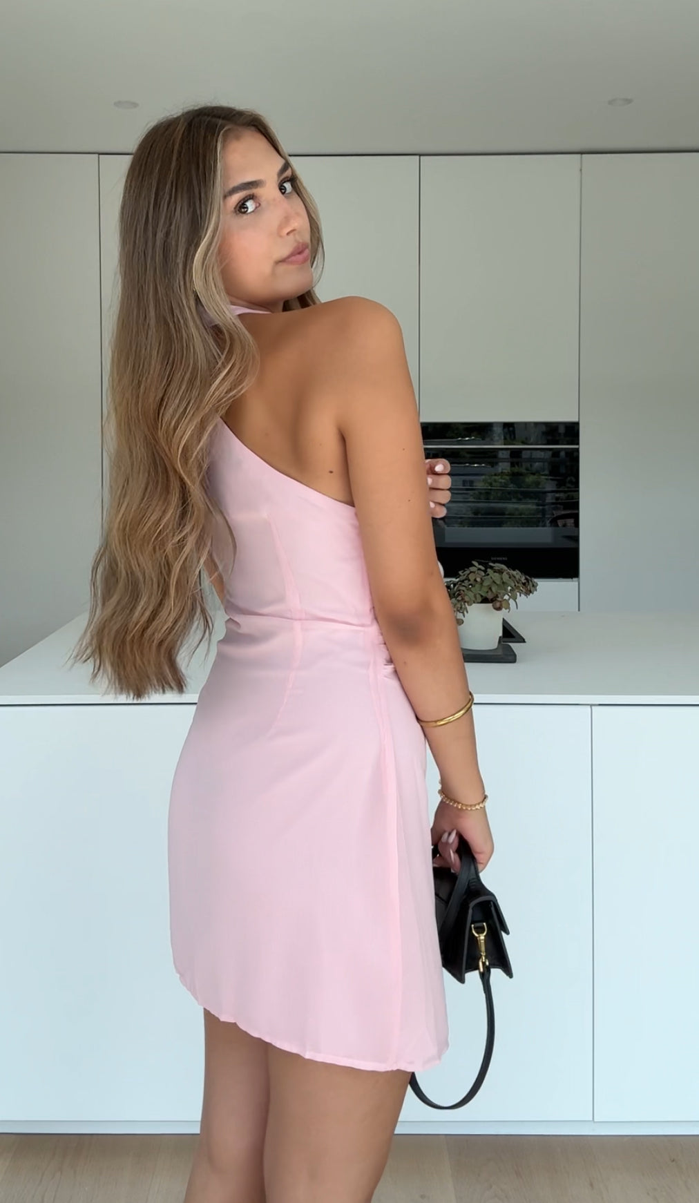 Brielle – Soft Pink Halterneck Mini Dress