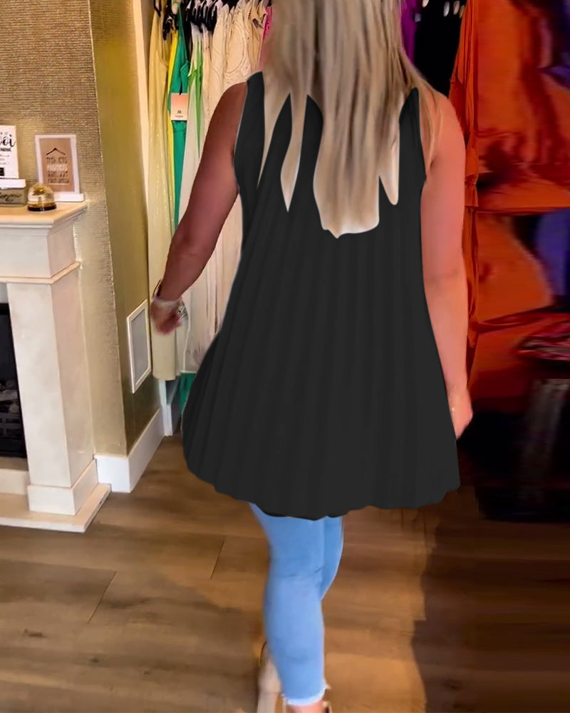 Nadine | Sleeveless Ruffle Collar Top