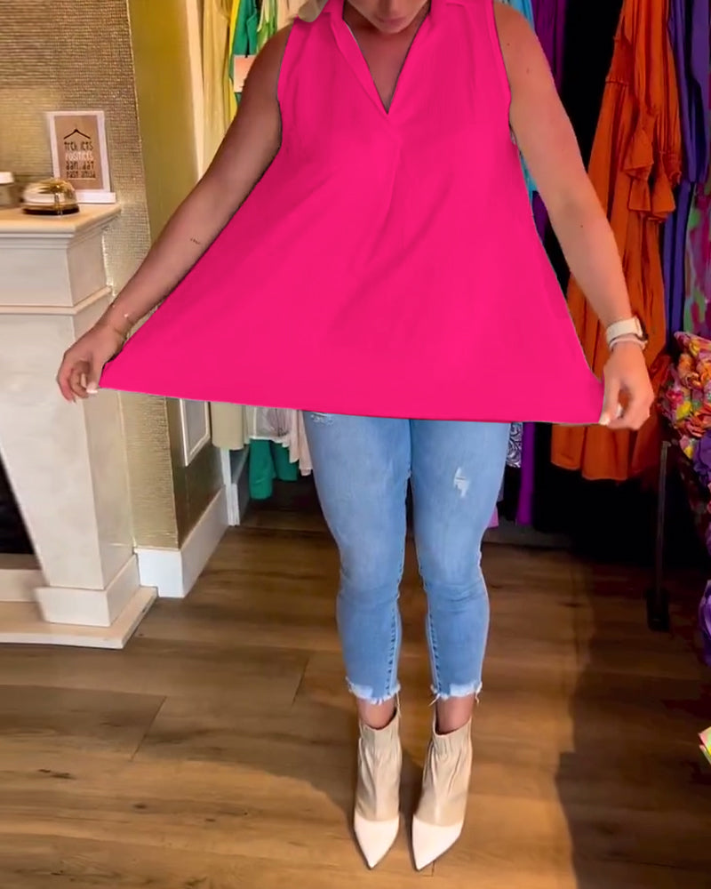Nadine | Sleeveless Ruffle Collar Top