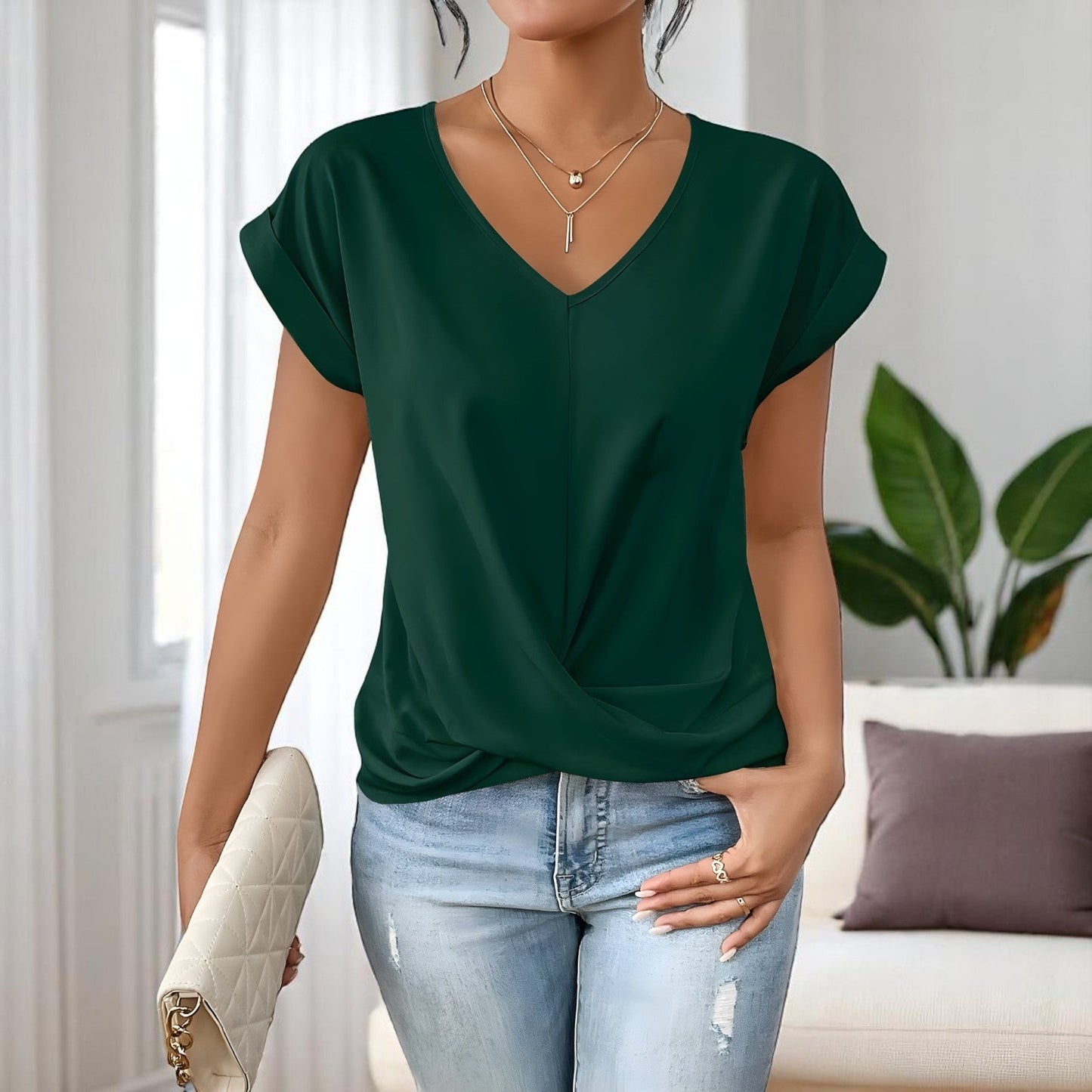 Élodie™ | Twist Front V-Neck Top