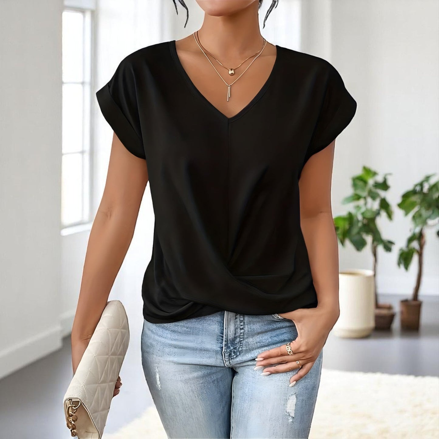 Élodie™ | Twist Front V-Neck Top