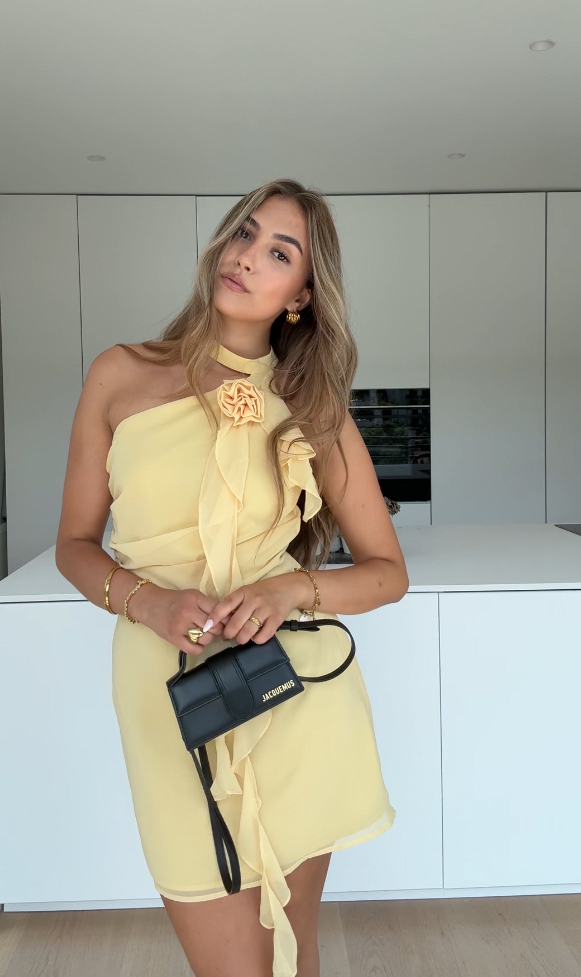 Elodie – Sunbeam Yellow Halterneck Mini Dress