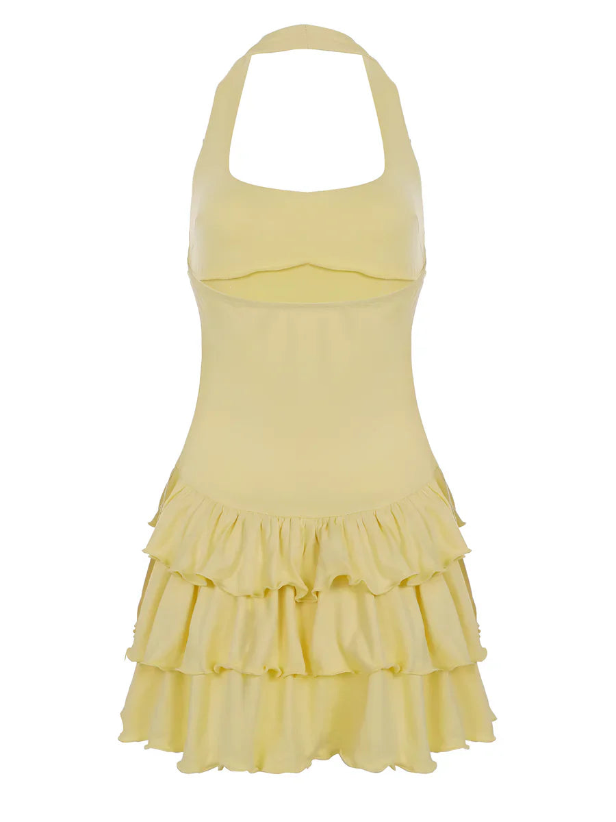 Luciana | Ruffle Halter Mini Dress