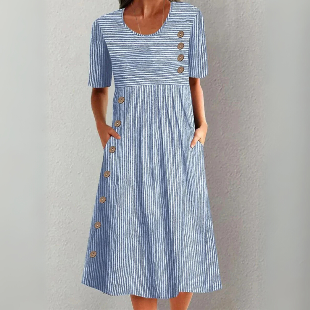 Martha – Striped Cotton Midi Dress