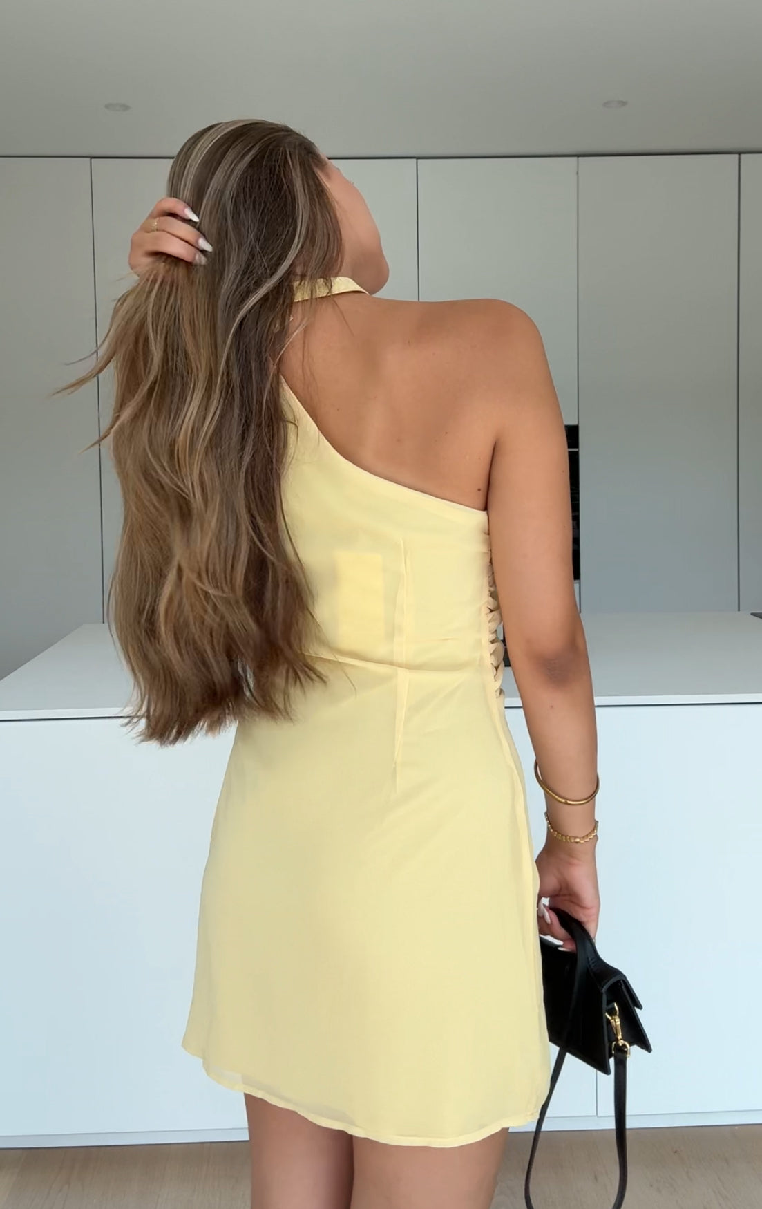 Elodie – Sunbeam Yellow Halterneck Mini Dress