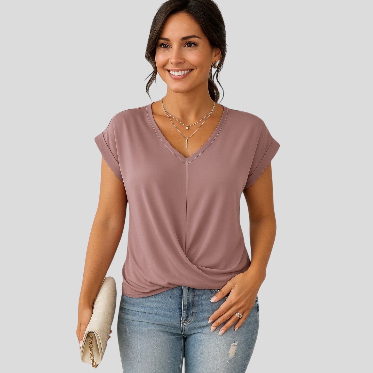 Élodie™ | Twist Front V-Neck Top