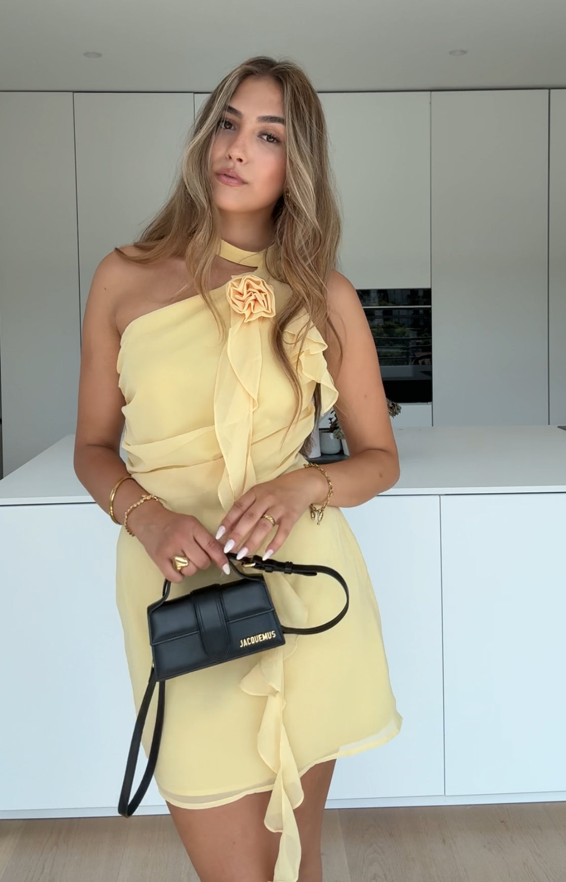Elodie – Sunbeam Yellow Halterneck Mini Dress