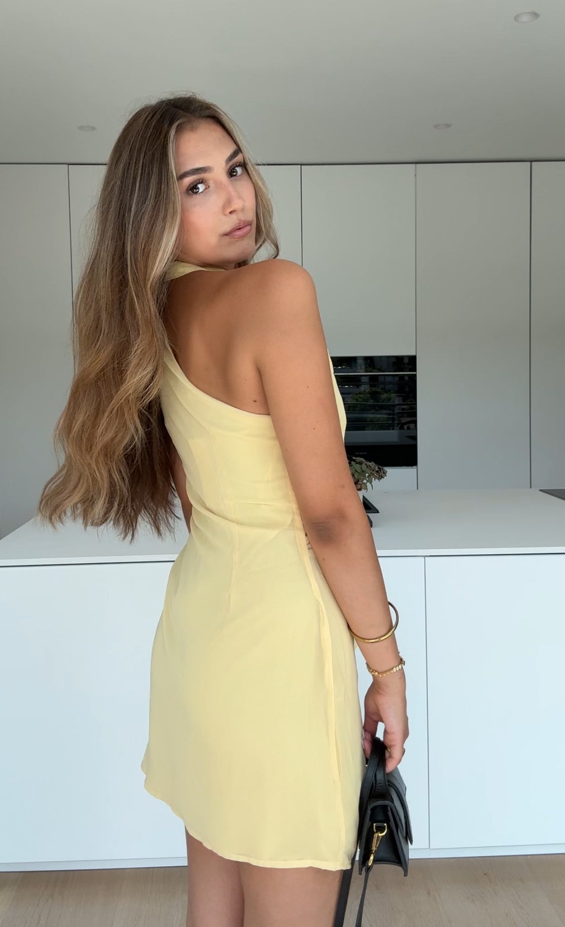 Elodie – Sunbeam Yellow Halterneck Mini Dress
