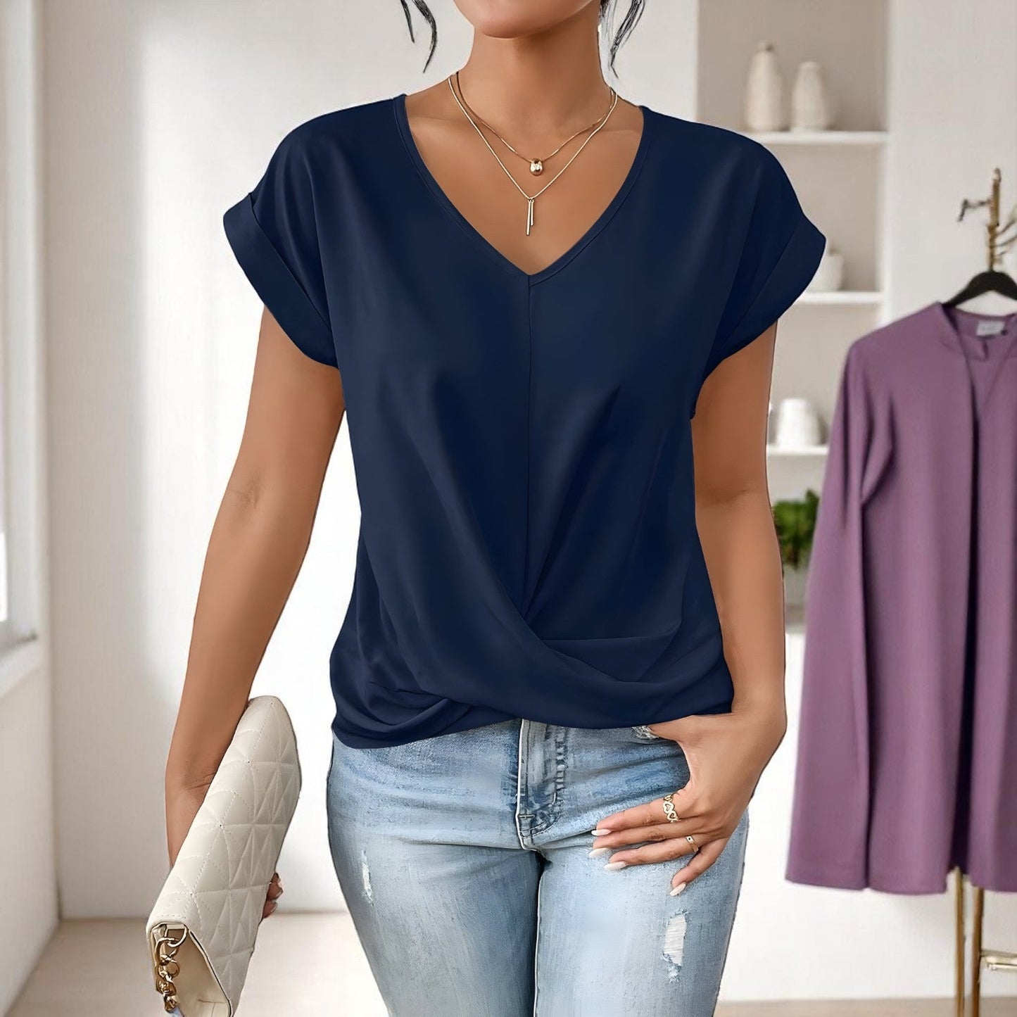 Élodie™ | Twist Front V-Neck Top