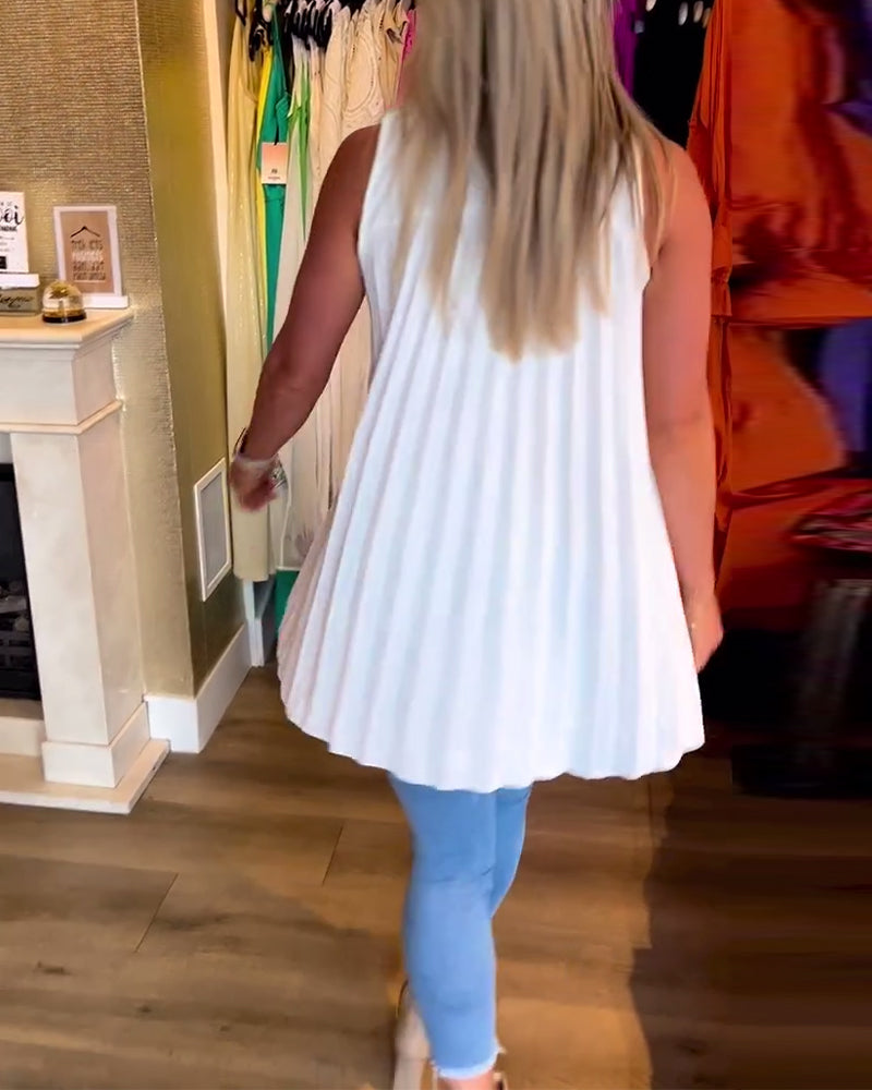 Nadine | Sleeveless Ruffle Collar Top