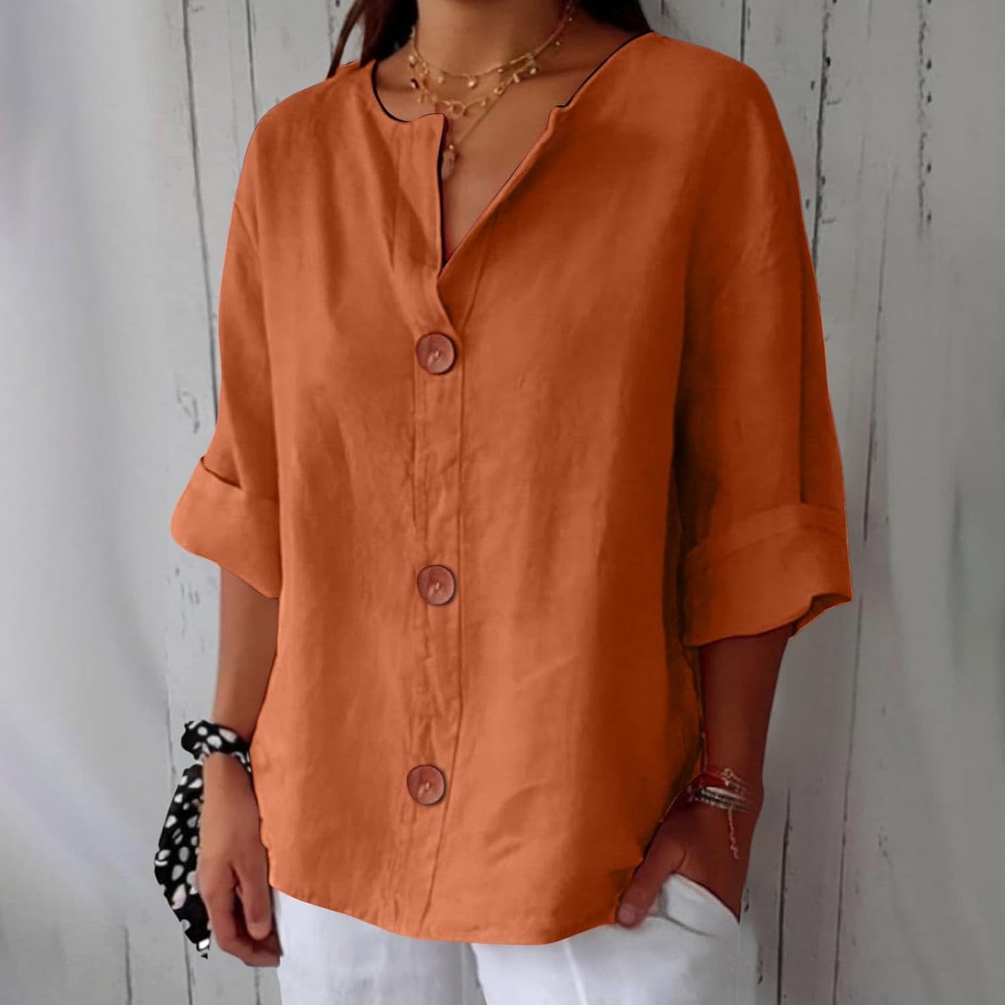 Mae – Coastal Button-Front Blouse
