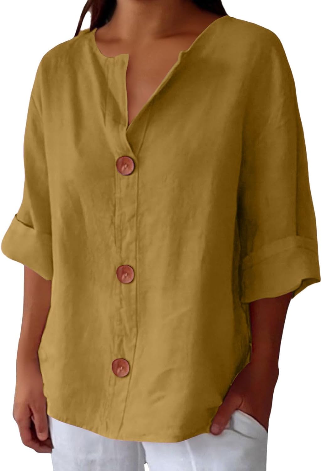 Mae – Coastal Button-Front Blouse