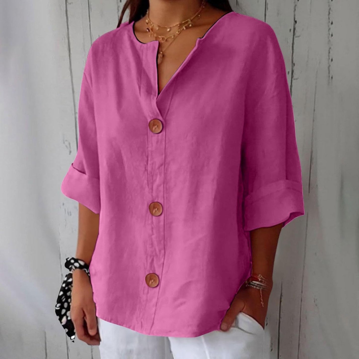 Mae – Coastal Button-Front Blouse