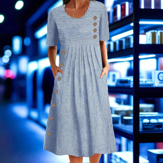 Martha – Striped Cotton Midi Dress