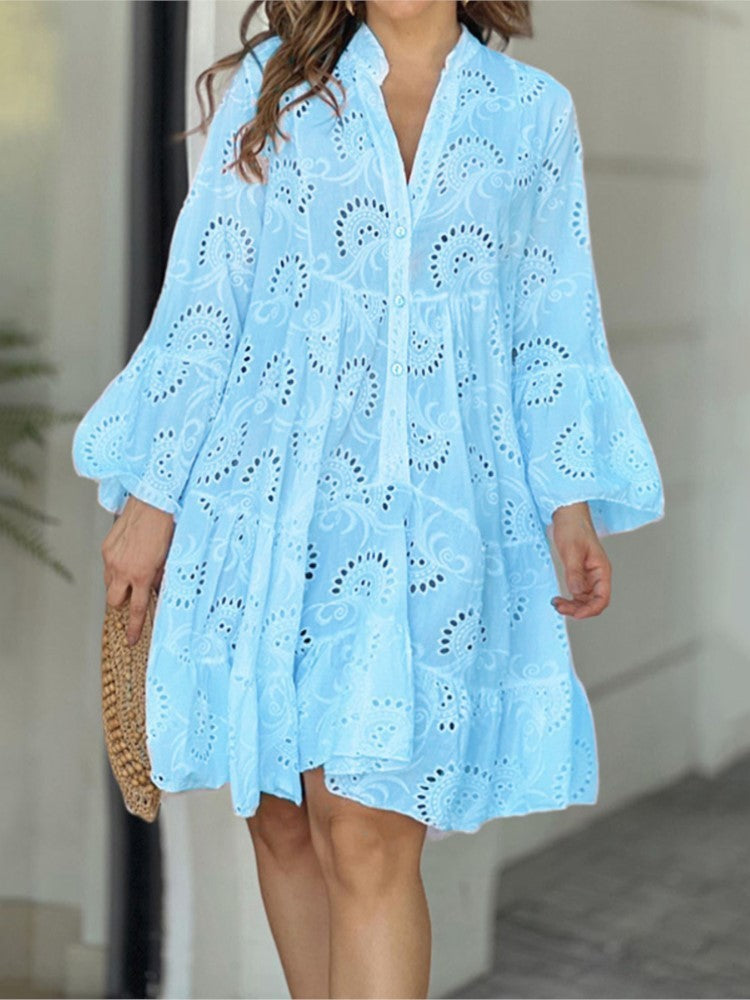 Lena | Embroidered Tiered Mini Dress