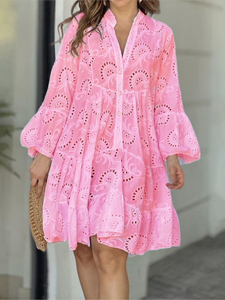 Lena | Embroidered Tiered Mini Dress