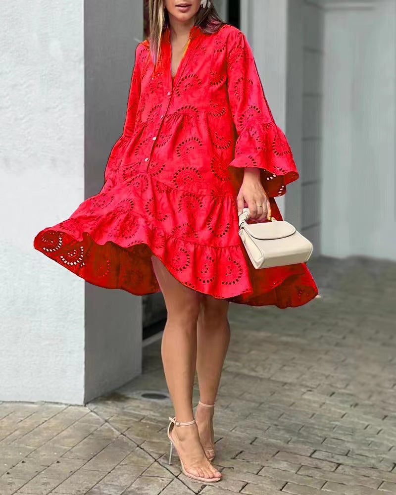 Lena | Embroidered Tiered Mini Dress