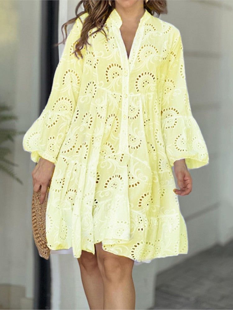 Lena | Embroidered Tiered Mini Dress