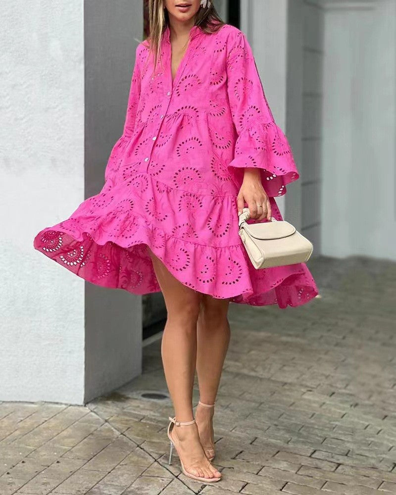 Lena | Embroidered Tiered Mini Dress